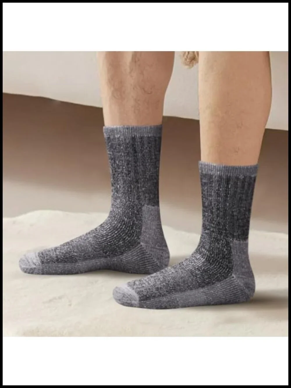 Merino Wool Blend Thermal Hiking Socks for Men, Winter Outdoor Crew Socks, 5